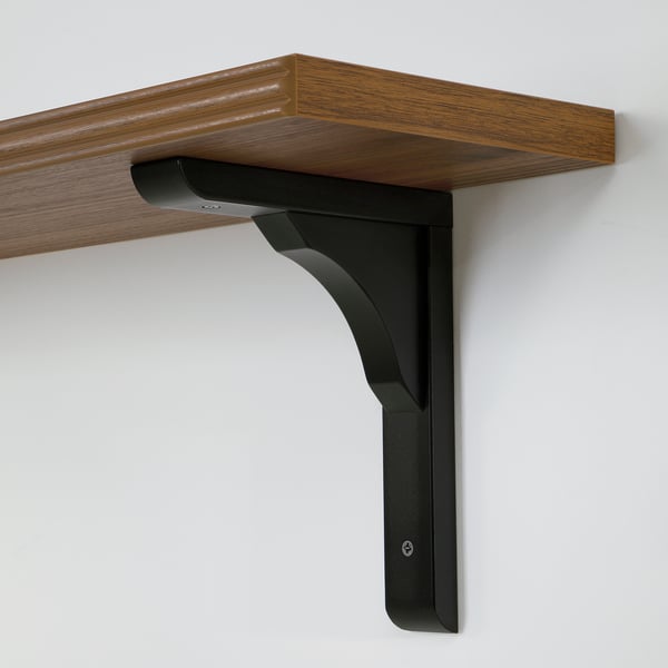 BERGSHULT / RAMSHULT wall shelf, walnut effect/black, 80x20 cm