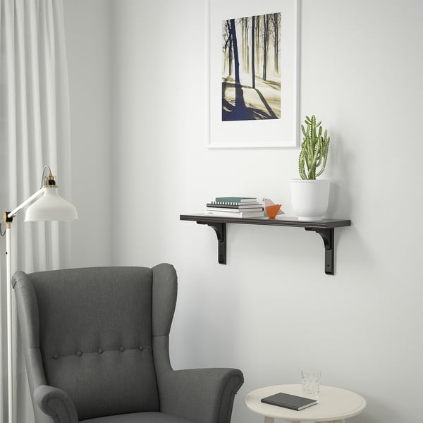 BERGSHULT / RAMSHULT wall shelf, brown-black, 80x20 cm