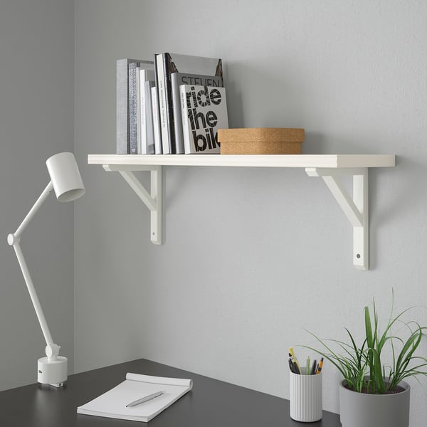 BERGSHULT / SANDSHULT wall shelf, white/white stained aspen, 80x20 cm