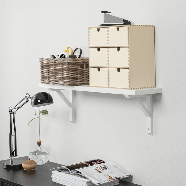 BERGSHULT / SANDSHULT wall shelf, white/white stained aspen, 80x20 cm