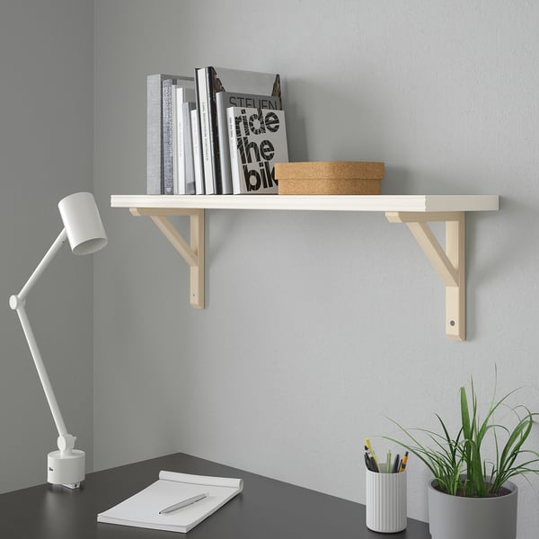 BERGSHULT / SANDSHULT wall shelf, white/aspen, 80x20 cm