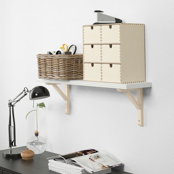BERGSHULT / SANDSHULT wall shelf, white/aspen, 80x20 cm