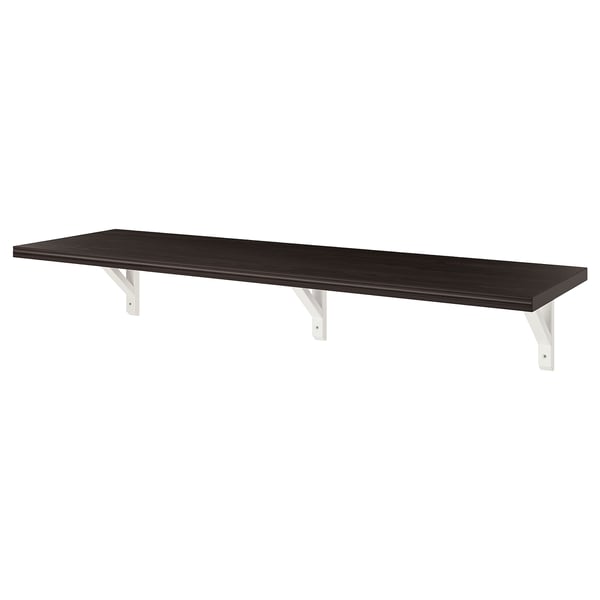 BERGSHULT / SANDSHULT wall shelf, brown-black/white stained aspen, 120x30 cm