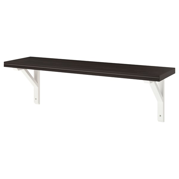 BERGSHULT / SANDSHULT wall shelf, brown-black/white stained aspen, 80x20 cm