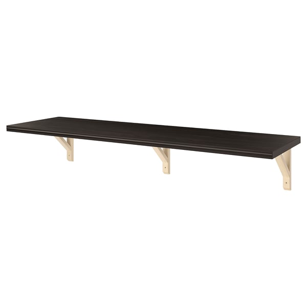 BERGSHULT / SANDSHULT wall shelf, brown-black/aspen, 120x30 cm