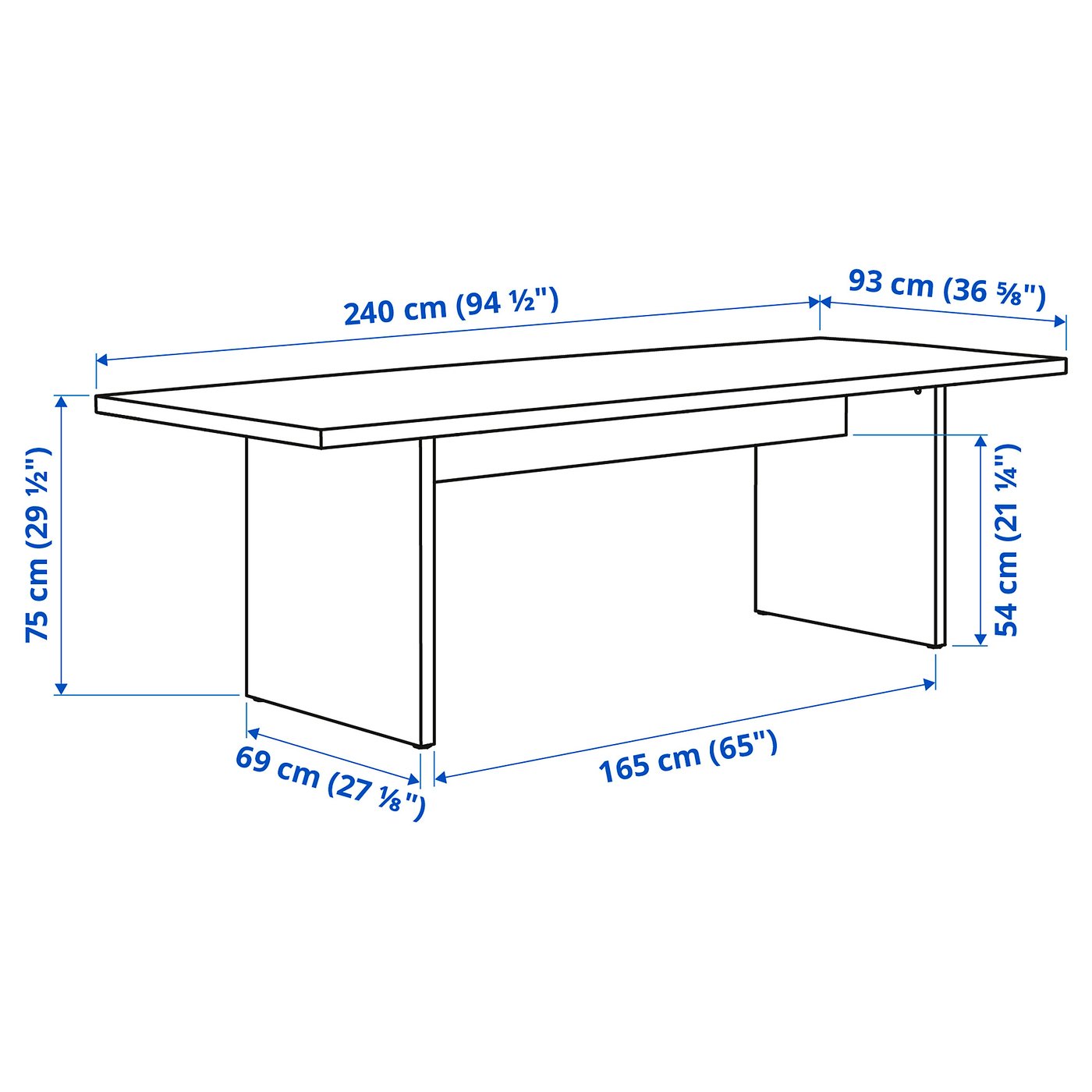 BERGSHYTTAN / LYCKAN table and 6 chairs, tinted effect birch veneer/birch veneer, 240x93 cm