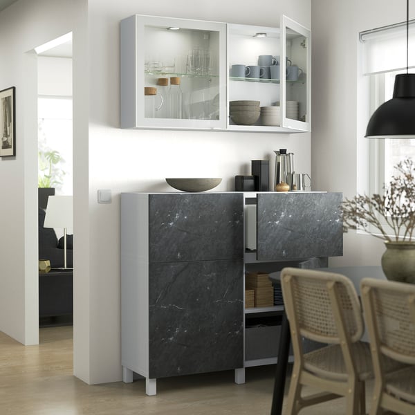 BERGSVIKEN door/drawer front, black marble effect, 60x38 cm