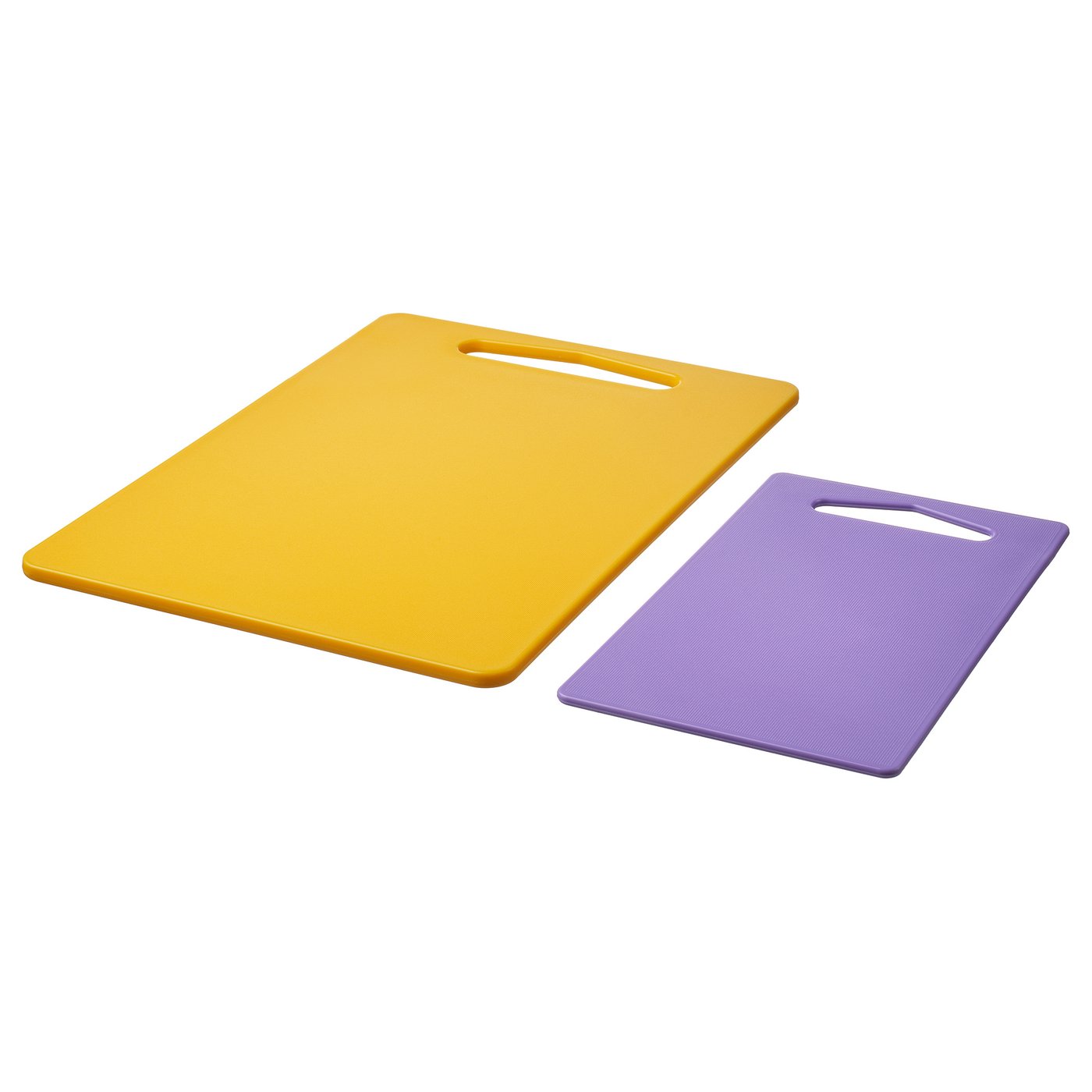 BERGTUNGA chopping board, set of 2, bright yellow/lilac