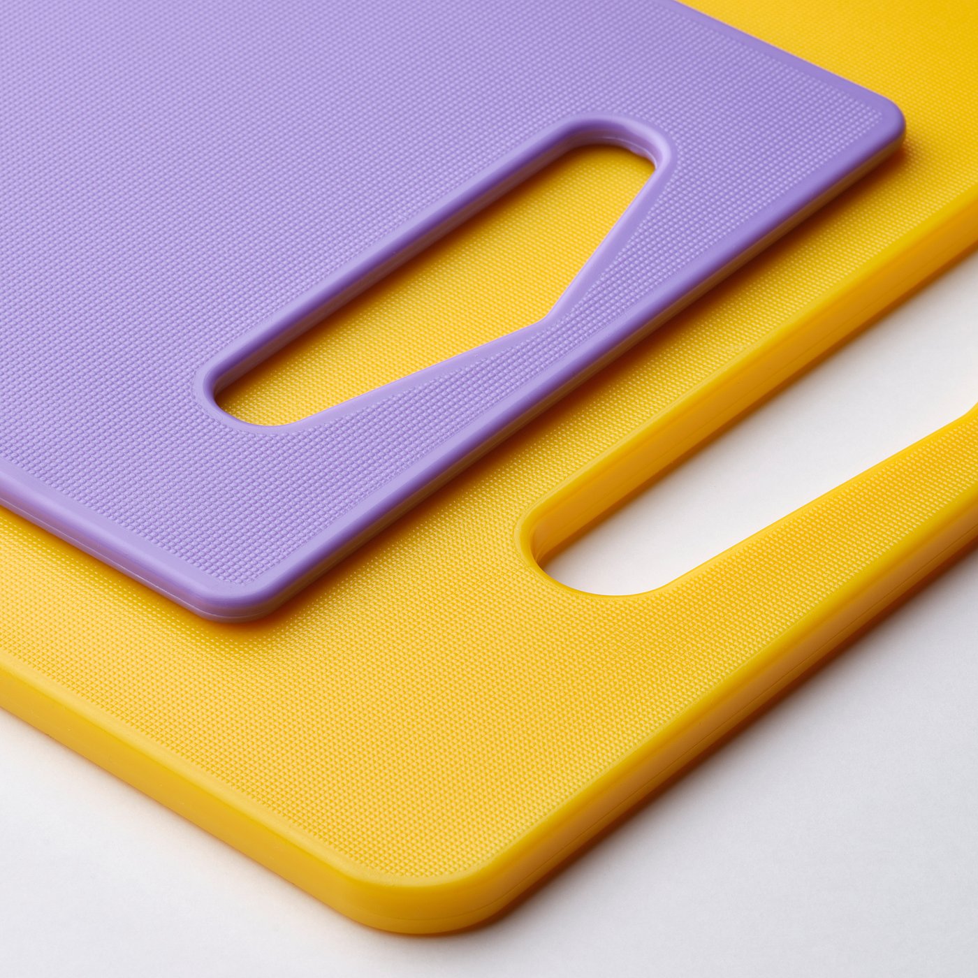 BERGTUNGA chopping board, set of 2, bright yellow/lilac