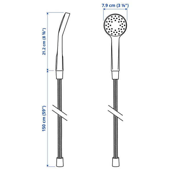 BERGVATTNET single spray hand shower with hose