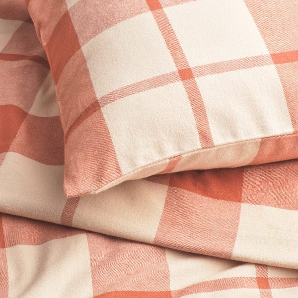 Ikea BESKSÖTEMAL - Duvet cover and pillowcase, reddish/checkered,150x200/50x80 cm