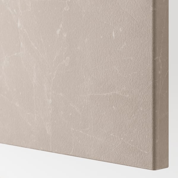 BESTÅ storage combination w doors/drawers, white Bergsviken/Stubbarp/beige marble effect, 120x42x74 cm