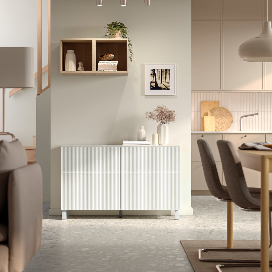 BESTÅ storage combination w doors/drawers, white/Förvaltare white, 120x42x75 cm