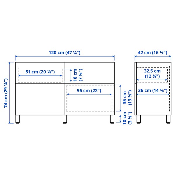 BESTÅ - Storage combination w doors/drawers, white Hammarsmed/Stubbarp/anthracite, 120x42x74 cm