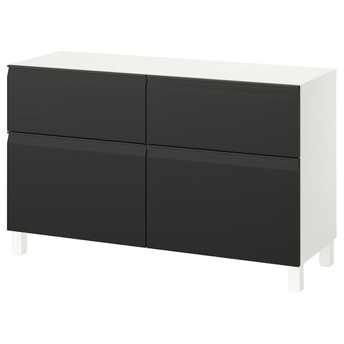 BESTÅ - Storage combination w doors/drawers, white Hammarsmed/Stubbarp/anthracite, 120x42x74 cm