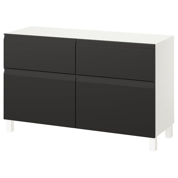 BESTÅ - BESTÅ Storage combination w doors/drawers, white Hammarsmed/Stubbarp/anthracite, 120x42x74 cm