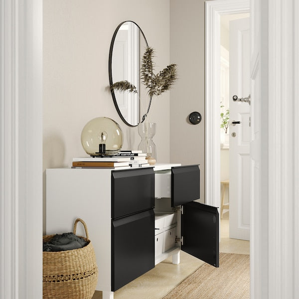 BESTÅ - Storage combination w doors/drawers, white Hammarsmed/Stubbarp/anthracite, 120x42x74 cm