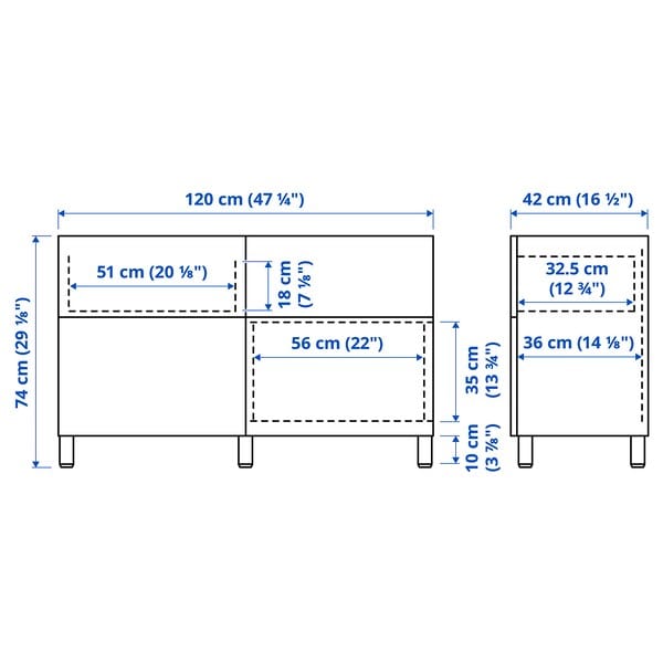 Ikea BESTÅ - Storage combination w doors/drawers, white Hammarsmed/Stubbarp/beige, 120x42x74 cm