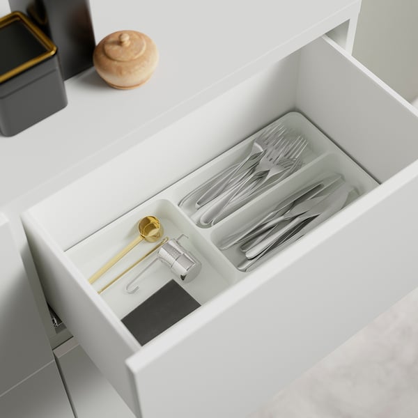 BESTÅ storage combination w doors/drawers, white/Hjortviken/Stubbarp pale grey-green, 120x42x74 cm