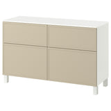 BESTÅ storage combination w doors/drawers, white/Krukmakare beige, 120x42x75 cm