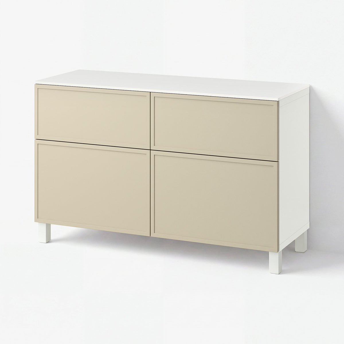 BESTÅ storage combination w doors/drawers, white/Krukmakare beige, 120x42x75 cm