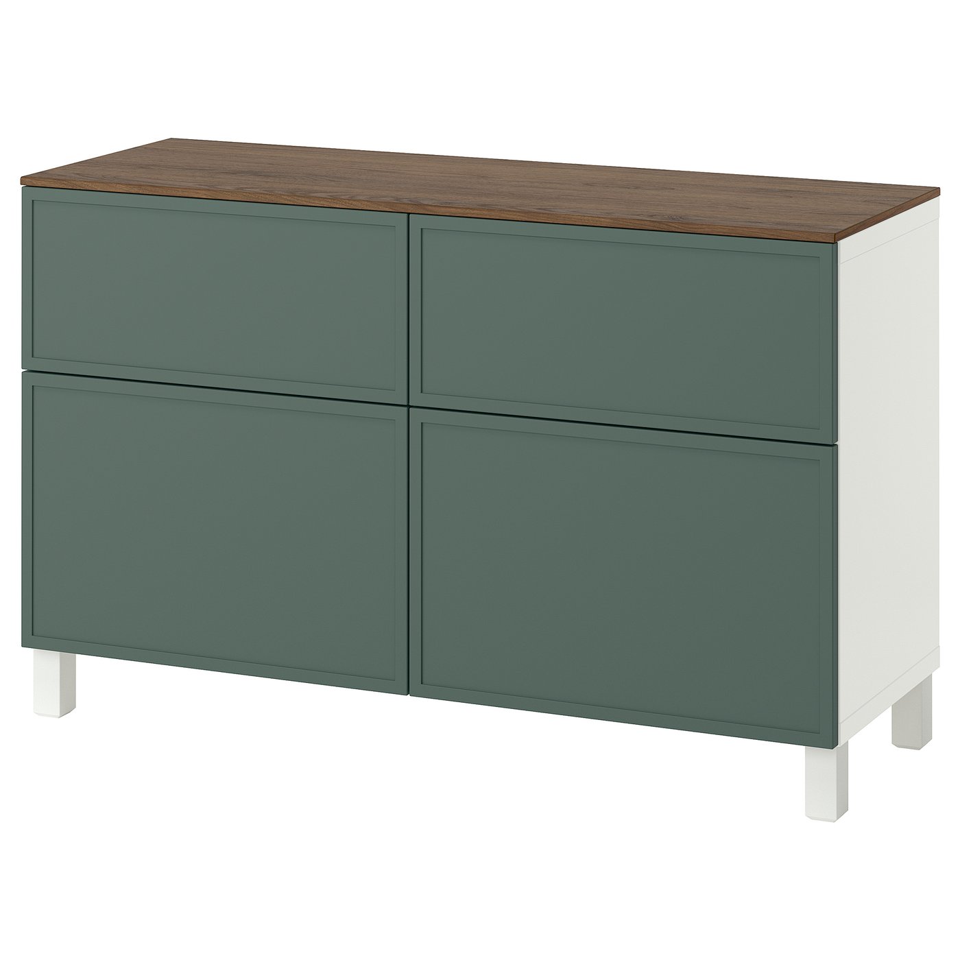 BESTÅ storage combination w doors/drawers, white/Krukmakare dark grey-green, 120x42x75 cm