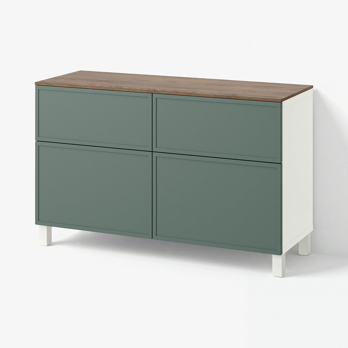BESTÅ storage combination w doors/drawers, white/Krukmakare dark grey-green, 120x42x75 cm
