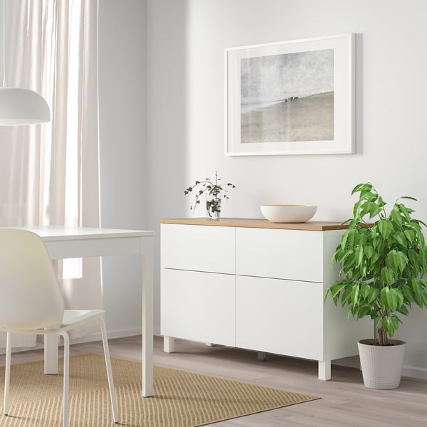 BESTÅ - BESTÅ Storage combination w doors/drawers, white/Lappviken/Stubbarp white, 120x42x76 cm