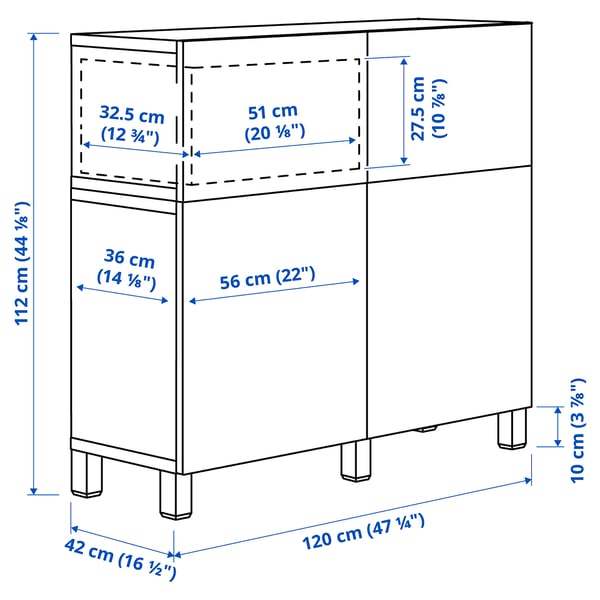 BESTÅ - BESTÅ Storage combination w doors/drawers, white/Lappviken/Stubbarp white, 120x42x112 cm
