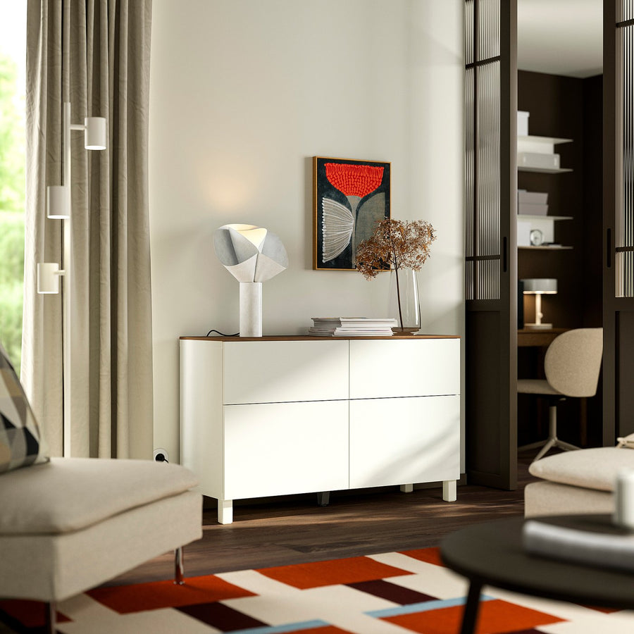 BESTÅ storage combination w doors/drawers, white/Lappviken/Stubbarp white, 120x42x75 cm