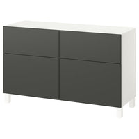 BESTÅ - Storage combination w doors/drawers, white/Lappviken/Stubbarp dark grey, 120x42x74 cm