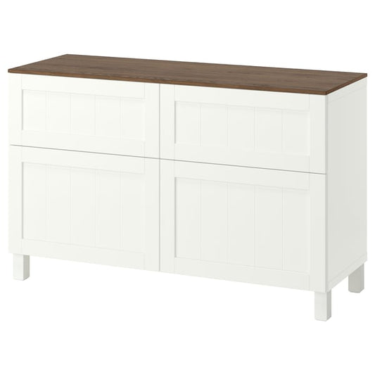 BESTÅ combination + doors/drawers, white/Pipmakare white, 120x42x75 cm