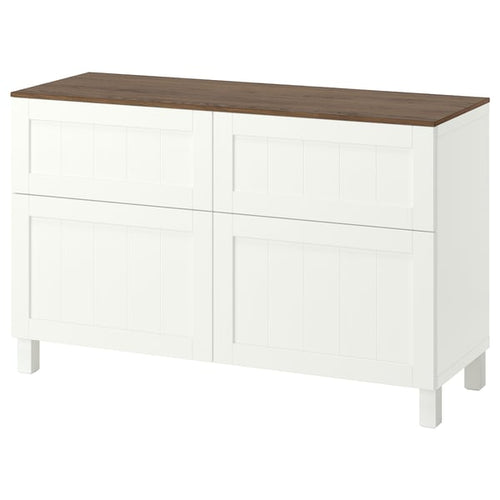 BESTÅ storage combination w doors/drawers, white/Pipmakare white, 120x42x75 cm