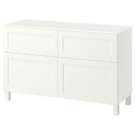 BESTÅ combination + doors/drawers, white/Pipmakare white, 120x42x75 cm