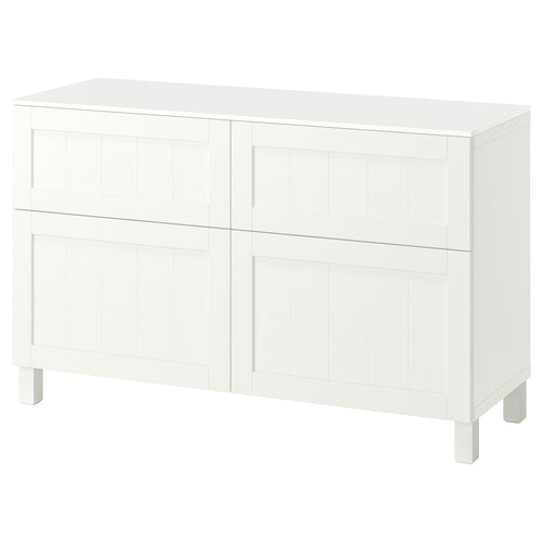 BESTÅ storage combination w doors/drawers, white/Pipmakare white, 120x42x75 cm