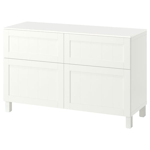 BESTÅ storage combination w doors/drawers, white/Pipmakare white, 120x42x75 cm
