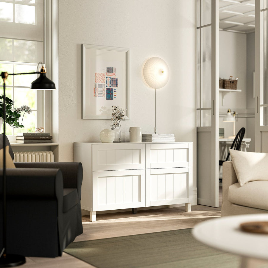 BESTÅ storage combination w doors/drawers, white/Pipmakare white, 120x42x75 cm