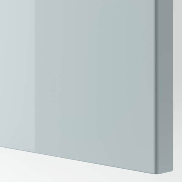 BESTÅ - Storage combination w doors/drawers, white Selsviken/Stallarp/high-gloss light grey-blue, 120x42x74 cm