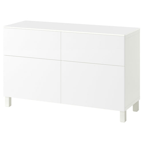 BESTÅ storage combination w doors/drawers, white/Selsviken/Stubbarp white, 120x42x75 cm