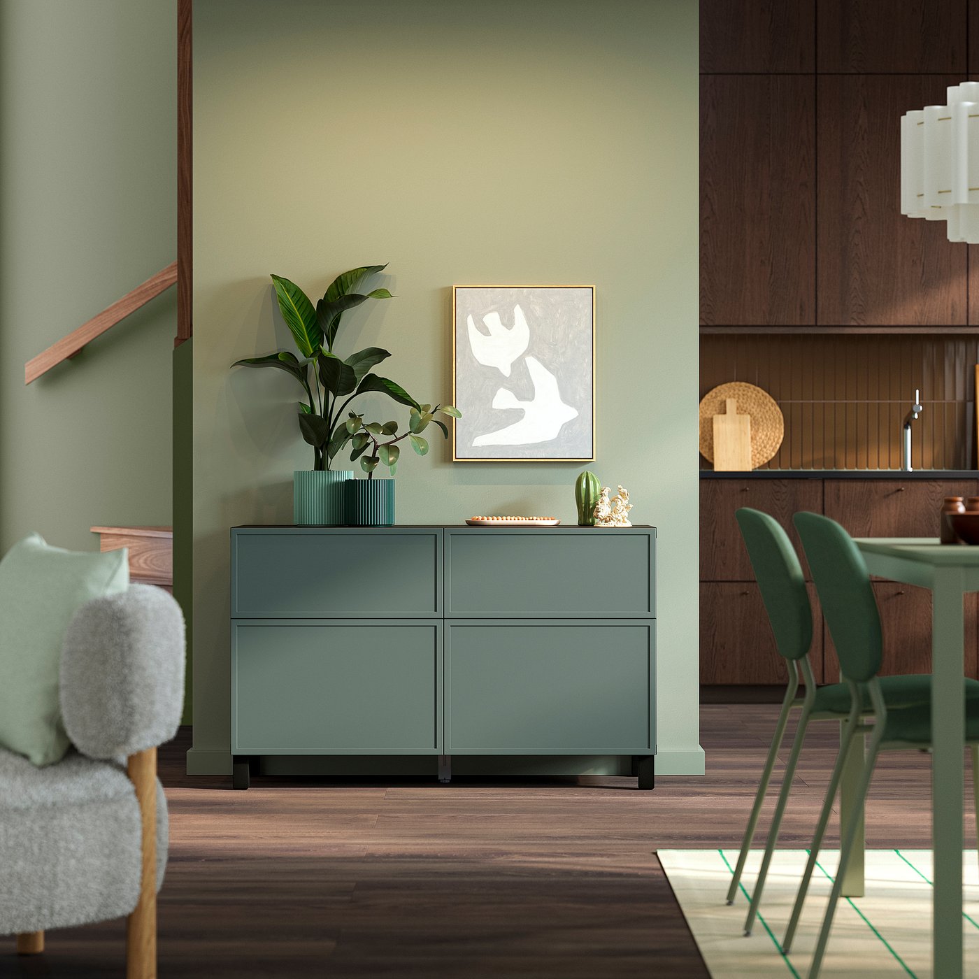 BESTÅ storage combination w doors/drawers, white/Selsviken/Stubbarp white, 51x75.2x32.5 cm