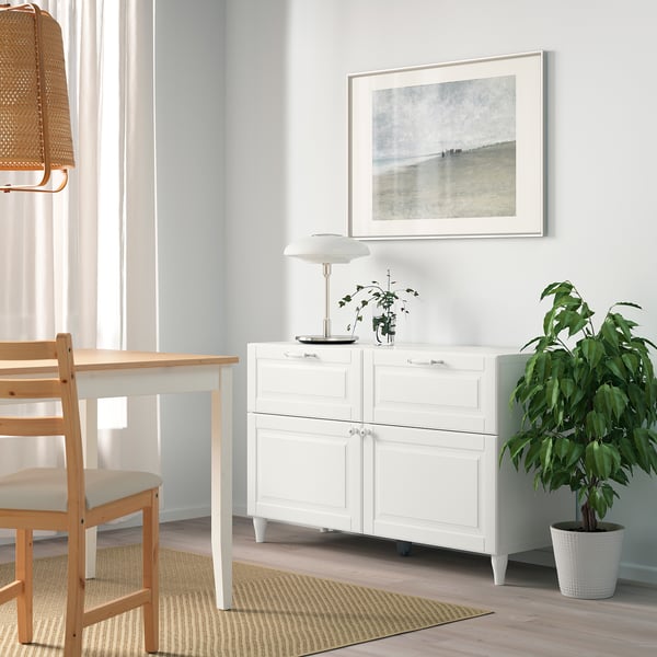 BESTÅ storage combination w doors/drawers, white/Smeviken/Kabbarp white, 120x42x74 cm