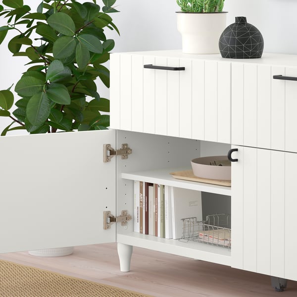BESTÅ storage combination w doors/drawers, white/Sutterviken/Kabbarp white, 120x42x74 cm