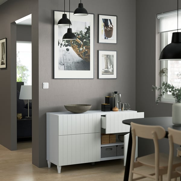 BESTÅ storage combination w doors/drawers, white/Sutterviken/Kabbarp white, 120x42x74 cm