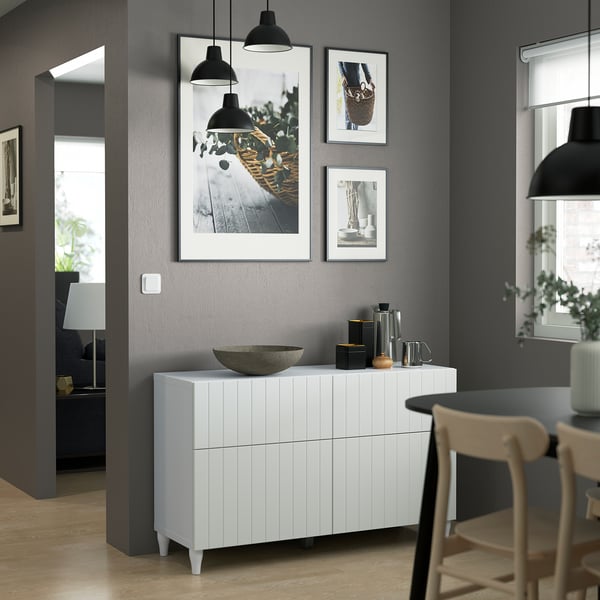 BESTÅ storage combination w doors/drawers, white/Sutterviken/Kabbarp white, 120x42x74 cm