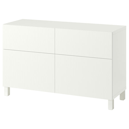 BESTÅ storage combination w doors/drawers, Förvaltare white/Stubbarp white, 120x42x74 cm
