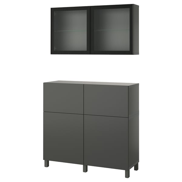 BESTÅ - BESTÅ Storage combination w doors/drawers, dark grey Lappviken/Stubbarp/Fällsvik anthracite, 120x42x213 cm