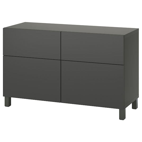 Ikea BESTÅ - Storage combination w doors/drawers, dark grey/Lappviken/Stubbarp dark grey, 120x42x74 cm