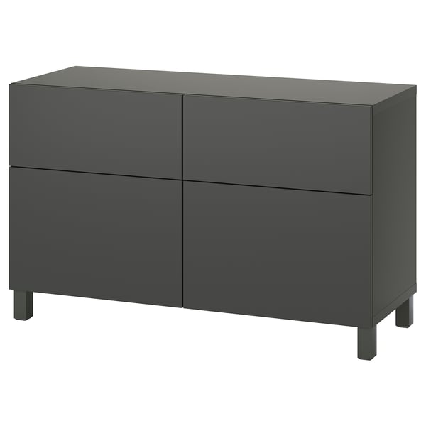 BESTÅ - BESTÅ Storage combination w doors/drawers, dark grey/Lappviken/Stubbarp dark grey, 120x42x74 cm
