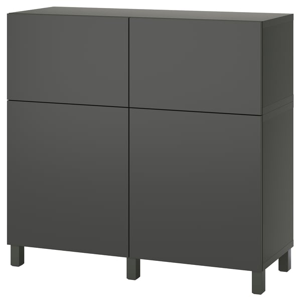 BESTÅ - BESTÅ Storage combination w doors/drawers, dark grey/Lappviken/Stubbarp dark grey, 120x42x112 cm