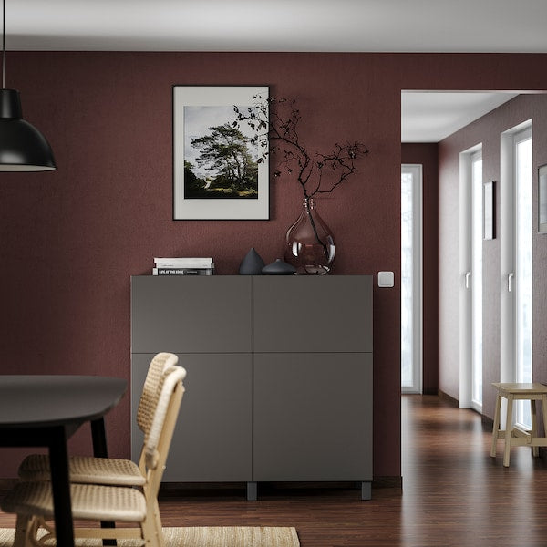 BESTÅ - Storage combination w doors/drawers, dark grey/Lappviken/Stubbarp dark grey, 120x42x112 cm